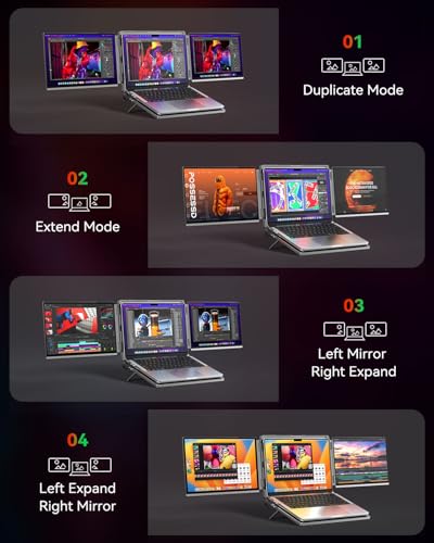 Image of Intehill 4K Laptop Screen Extender, 13.4 inch Dual Screen Monitor for Laptop, 3840x2400 Anti-Glare Portable IGZO Display, 100% sRGB 500 Nits Brightness Foldable Plug-Play Portable Travel Monitor, LR13U | 3840x2400 Dual Screen Monitor for Laptop, 100% sRGB 500 nits Brightness Foldable Plug-Play Portable Travel Monitor, LR13U