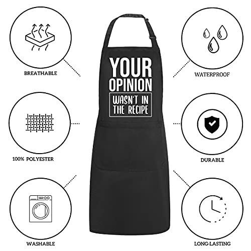 Funny Chef Aprons For Men And Women With Pockets, Your Opinion Wasn't In The Recipe, Kitchen Cooking Grilling Apron For Dad Mom Husband Wife, Grill Gift For Birthday Christmas Thanksgiving Fathers Day #TOP3