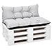 Palettenkissen Outdoor Waschbar Set: 40x120 cm + 80x120 cm - Pallettensitzkissen Europaletten Sitzkissen Polster Hellgrau
