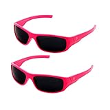 Optix 55 Kids Wraparound Sunglasses for Boys and Girls – Non Polarized Smoke Lenses With Gray Tint - Neon Pink