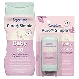 Coppertone Pure and Simple Baby Mineral Sunscreen Lotion SPF 50 (6 Fl Oz) + Baby Sunscreen Stick SPF 50 (0.49 Oz), Hypoallergenic and Fragrance Free