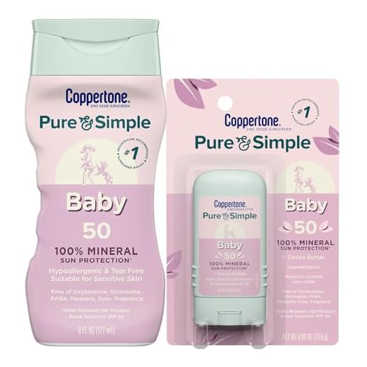 Coppertone Pure and Simple Baby Mineral Sunscreen Lotion SPF 50 (6 Fl Oz) + Baby Sunscreen Stick SPF 50 (0.49 Oz), Hypoallergenic and Fragrance Free