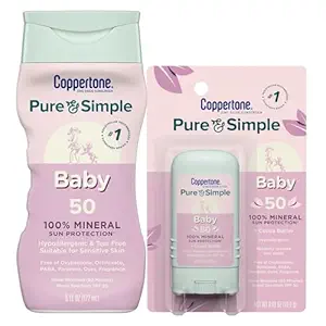 Coppertone Pure and Simple Baby Sunscreen Set, Variety Pack, 2 Items