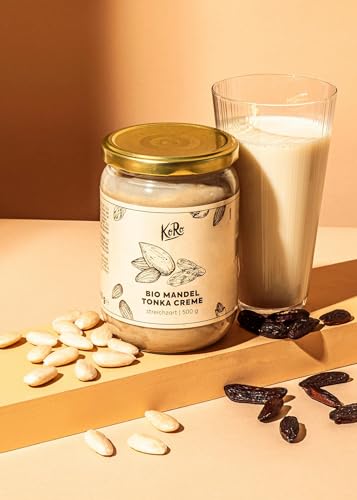 KoRo - Bio Mandel Tonka Creme 500 g - Vorteilsglas - Zartschmelzend - Süßes Topping für Brot, Müsli & Gebäck
