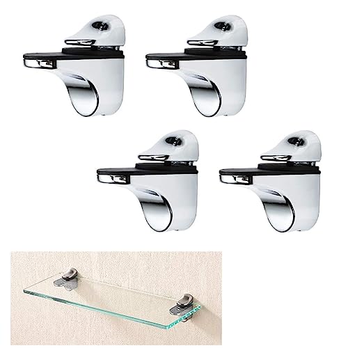 Adjustable Wood/Glass Shelf Bracket Solid Metal Wall Mount 2 Pcs or One Pair,Polished Chrome (k839-4PCS)