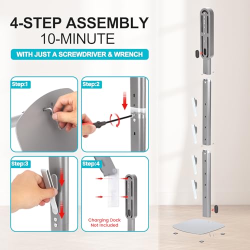 SIOMK Vacuum Stand for Dyson Gen5 V15 V12 V11 V10 V8 V7 V6, Drill-Free Standing Dock with Conceal Cables & Space-Saving Design, Stable Metal Organizer for Cordless Cleaner & Attachments, Easy Assembly by SIOMK - Image 2