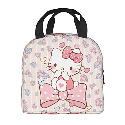 Kuzteix Cartoon Lunch Bag With Zipper Cute Lunch Tote Bag Portable Insulated Lunch Box With Pocket For Girl Women #TOP1