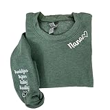 NAZENTI Custom Embroidered Nana Sweatshirt with Kids Name on Sleeve, Mothers Day Shirt, Gift for New Grandma, Mommy Neckline Sweater, Women Christmas Shirt, Grandma Gifts, Nana Gifts