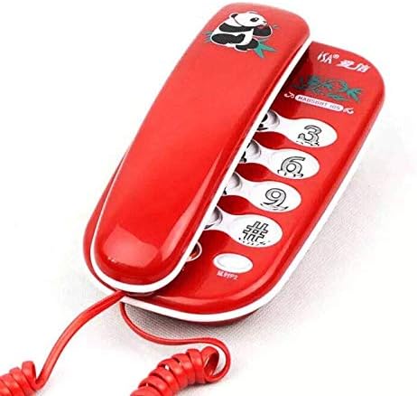 Ousai Fashion Creativity Fixed Telephone Wall-mounted Household Mini Cartoon Landline Super Bright Night Light (Color : Bright red)