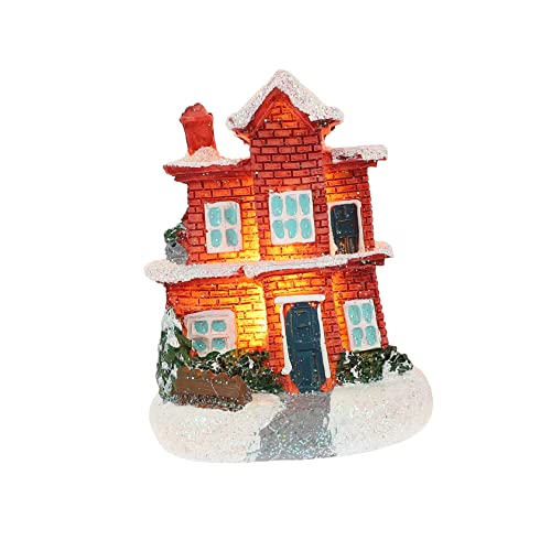 MAGICLULU Luces de la casa de Navidad Adorno casa Resina pancartas navideñas de Interior casa de muñecas de Navidad en Miniatura Mini casa iluminada de Navidad de Navidad