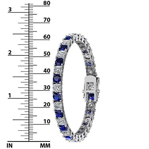 Silver Smile 925 Sterling Silver Sapphire Gemstone Bracelets For Women And Girls|Attractive Tennis Bracelet |Highly Polished And Cushion Cut Style Gemstones Bracelets With Box #TOP2