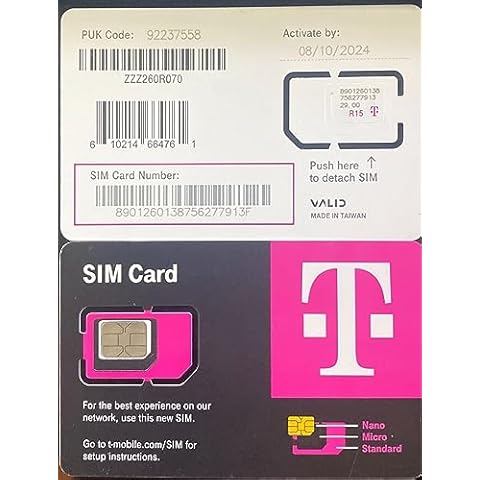 T-Mobile SIM Card R15 5G 4G LTE TMobile Triple Cut Nano Micro 3 in 1 Ultimate TMO Starter Pack with Simbros Simkey to Remove The sim Tray on Any Device! Cover