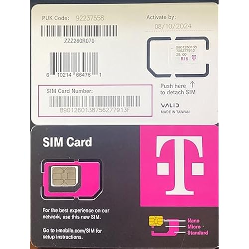 T-Mobile SIM Card R15 5G 4G LTE TMobile Triple Cut Nano Micro 3 in 1 Ultimate TMO Starter Pack with Simbros Simkey to Remove the sim Tray on Any Device!