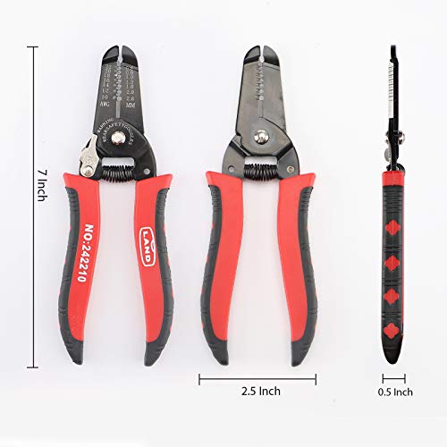 image for LAND 10-22 AWG Wire Stripper, 7-Inch Wire Crimping Tool/Wire Cutter/Ca