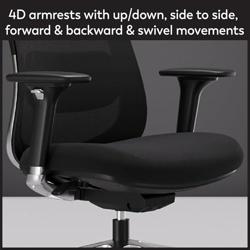 Image of WorkPro Uomo Ergonomic Mesh /Fabric Mid-Back Office Chair, Black /Chrome, BIFMA Compliant