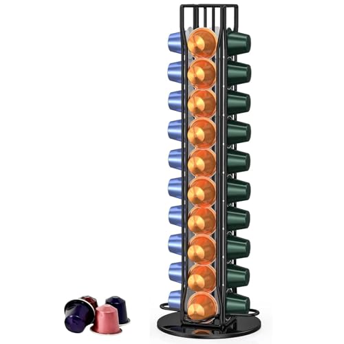 Porte Rangement pour Nespresso Capsules de Café, Supports pour 40 Capsules de Café Noir, 360...