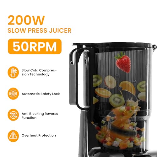 HealSmart Cold Press Juicer, Slow Masticating Juicer Machines with Wide Feed Chute, Fits Whole Fruits and Vegetables, High Juice Yield, BPA Free, Easy to Clean, Silver by HealSmart - Image 5