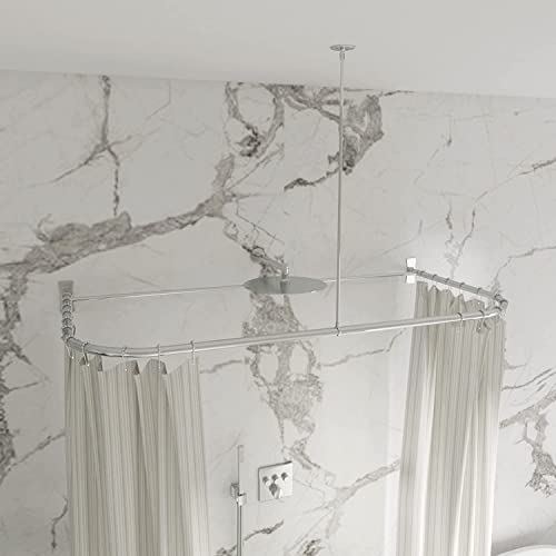 Naiture Stainless Steel 54'' X 27'' D Shape Shower Curtain Rod, Chrome Finish #TOP2