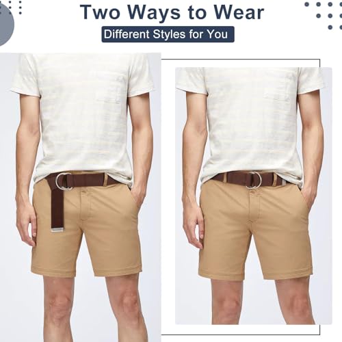 Image of WHIPPY Mens Canvas Belt with Metal Double D-ring 1 1 /2 inch Wide Plus Size Unisex Web Cloth Casual Belt for Jeans Pants