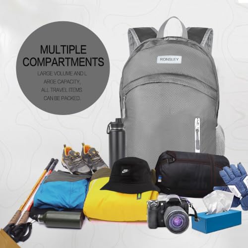 Waterproof Foldable Hiking Backpack, Lightweight Beach Bag Grey by Generic - Used condition - Image 7