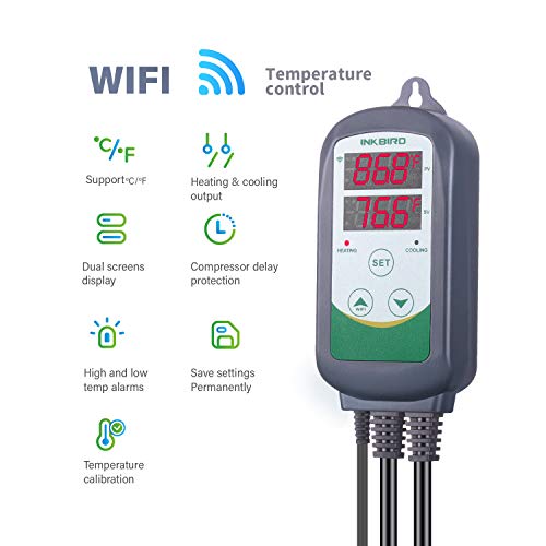 Inkbird Wifi Itc-308 Digital Temperature Controller Thermostat Remote Monitoring Controlling Home Brewing Fermentation Breeding Incubation Greenhouse #TOP1