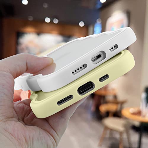 Tjkings With Screen Protector Cute Curly Wave Frame Shockproof Soft Tpu Iphone 13 Pro Max Shockproof Case For Women Girls-White #TOP4