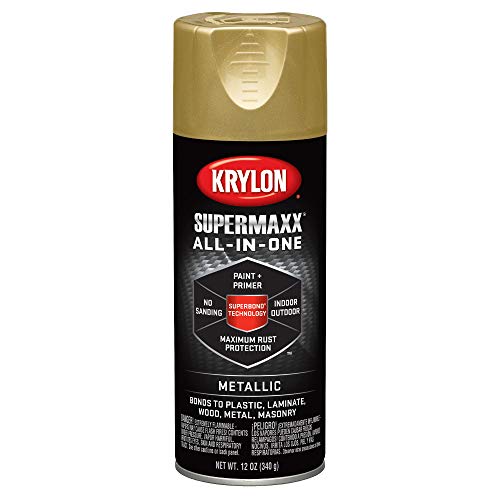 Krylon K08990000 SUPERMAXX All-In-One Spray Paint, Gold Metallic, 12 Ounce