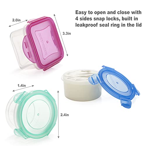 Small Containers With Lids, 3Pcs 2.7Oz + 3Pcs 5.7Oz Food Storage Containers With Airtight Leakproof Locking Lids, Bpa-Free Stackable Salad Dressing Containers To Go. #TOP4