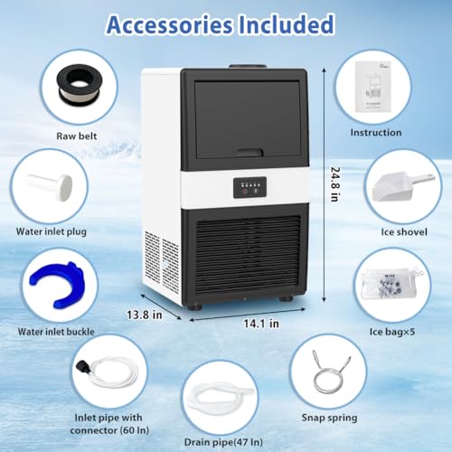 Lifeplus 007 Commercial Ice Maker Machine, 70 Lbs/24H Under Counter Large Ice Machine W/ 10 Lbs Capacity Ice Storage Bin, 2 Water Inlet Modes, Freestanding And Built In Ice Maker For Bar/Home/Office/Shop thumb #6