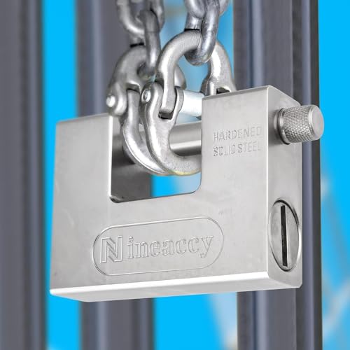 Image of WDFAACK 5 Keys Super Silver Heavy Duty Padlock Lock for Garage Warehouse Shipping Container