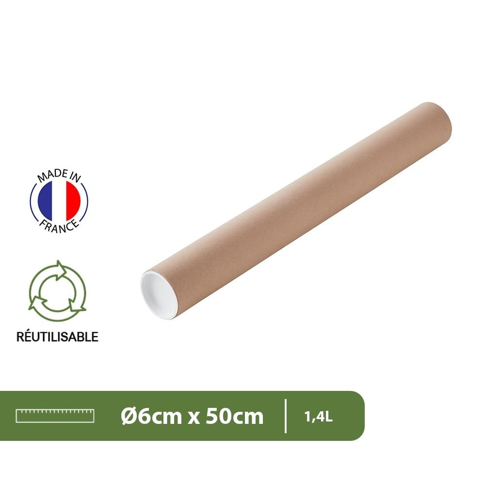 Pack and Move Lot 24 tubes expédition emballage ø6 x 50 cm pour affiche poster avec capuchon