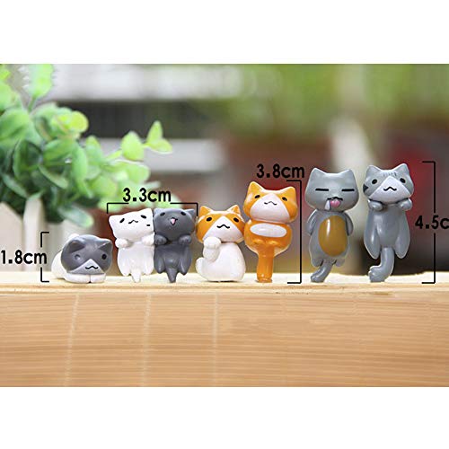 Maomia Miniature Lucky Cat Diy Figurines, Pack Of 6 Mini Fairy Garden Hanging Cat Figure Micro Landscape Home Garden Decor Plant Pots Bonsai Craft Decor Cake Topper #TOP4