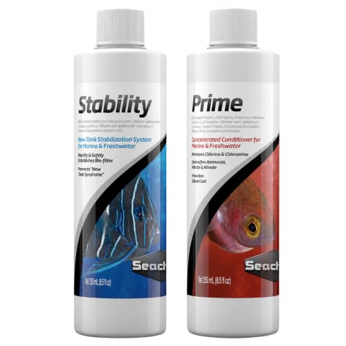 PRlME 250ml, STABlLlTY 250ml for Fresh and Marine Aquariums Including Microfiber Cleaning Cloth(STABlLlTY Fish Tank Stabilizer, PRlME Water Conditioner)