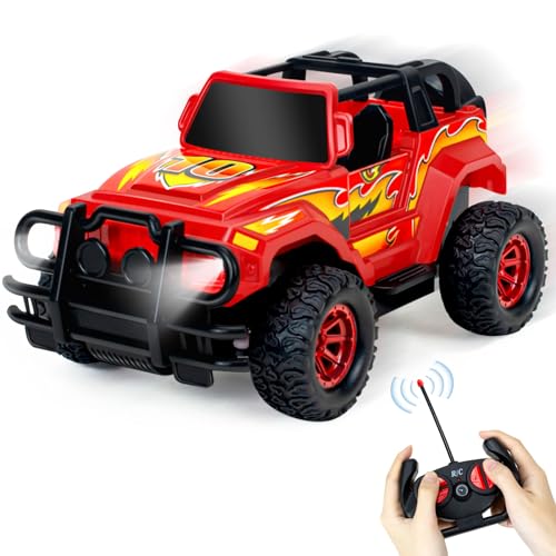 Tcvents Remote Control Car, 1:20 Scale Rc Truck Vehicles Remote Control Car for Boys 4-7 8-12 Off Road Rc Racing Car with LED Headlights, Car Toys Gifts for Kids Boys Girls, Red