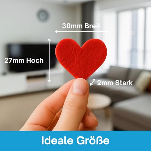 edelkern Filz Herz Deko | rote Filzherzen | rote Streudeko Herzen aus Filz zum Dekorieren und Basteln (DIY) | 80 Stück