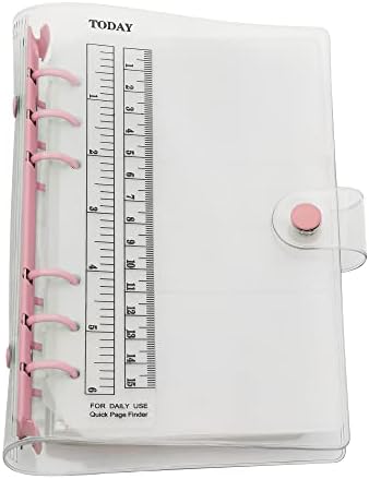 A6 A5 6-Holes Colorful PVC Cover Round Ring View Binder with Snap Button Closure File Folder (Black Rain, A6 Mini Set)