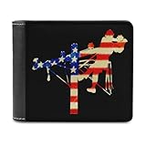 Lineman U.S. Flag Slim Bifold Wallet for Men Money Clip Leather Wallets Vertical Purse