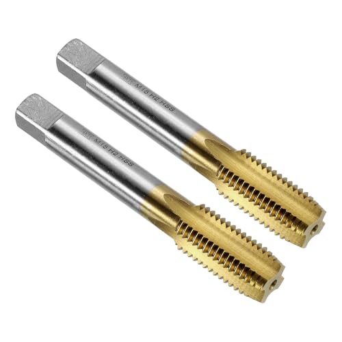 Image of sourcing map 2pcs Straight Flute Thread Tap, M16 x 1.5 Metric Titanium Coated Screw Threading Tapping Tool Thread Milling Machine Taps, High-Speed Steel 6542 (HSS 6542)