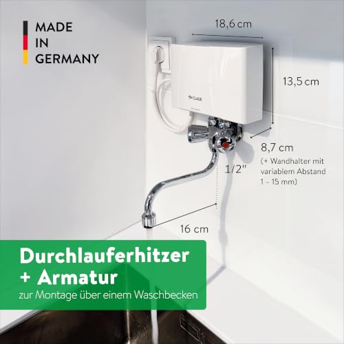 CLAGE M3/SMB Klein-Durchlauferhitzer 3,5 kW Set mit Armatur und Stecker