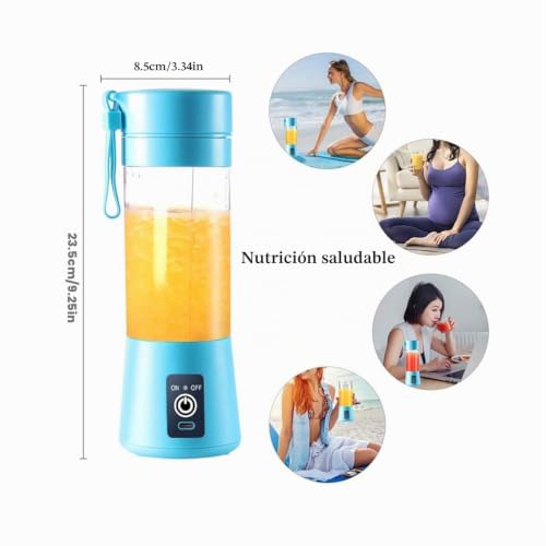 Miniatura 3 de Batidora Licuadora Klack Portátil, Para Batidos Y Smoothies, 380 Ml Con Seis Cuchillas - Azul
