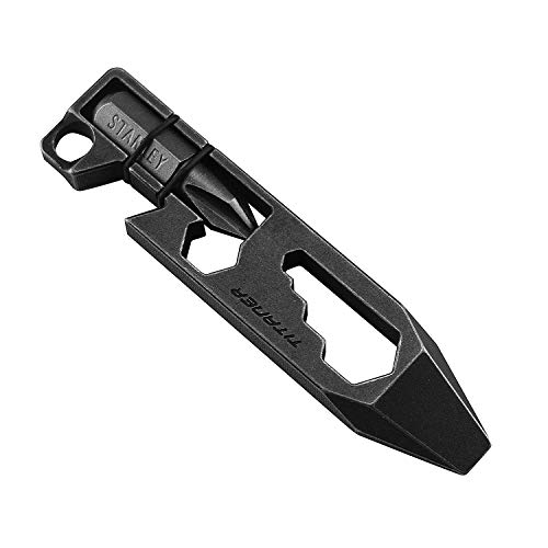 Titaner Titanium Multitool Pry Bar Bottle Opener Screwdriver Wrench Tool EDC Gear Keychain Tools (Black)