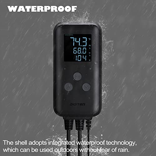 Reptile thermostat, Greenhouse Temperature Controller, Digital Waterproof Thermostat for Home Brewing Fermentation Breeding Incubation Greenhouse Terrarium, Heating & Cooling Outlet 110V 15A 1650W by SENSTREE - Image 3