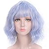 Synthetic Short Wavy Pink Purple Black Bob Natural Hair Wig With Bangs Heat Resistant Fiber Cosplay Lolita Wigs For…