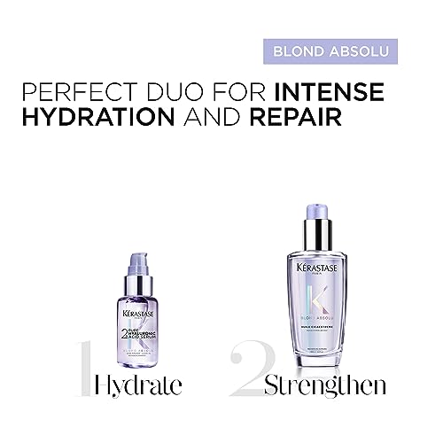 KERASTASE Blond Absolu Hyaluronic Acid Hair Serum | Repairs Damaged Hair & Soothes Scalp | Instantly Hydrates & Adds Shine | 2% Hyaluronic Acid | For Bleached & Highlighted Blonde Hair | 1.7 fl oz