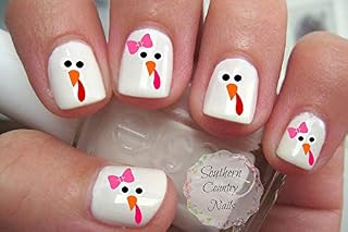 Cute Autumn Fall Turkey face Thanksgiving Nail Art Decals
