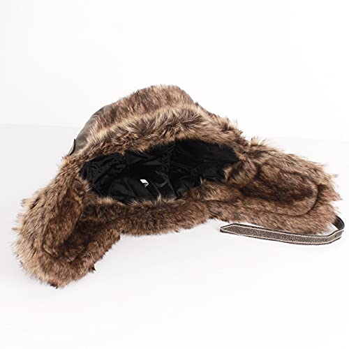 Hoce Unisex Pu Leather Bomber Hat Ushanka Hat Men Women Winter Russian Earflap Hat For Extremely Cold Outdoor, Coffee #TOP2