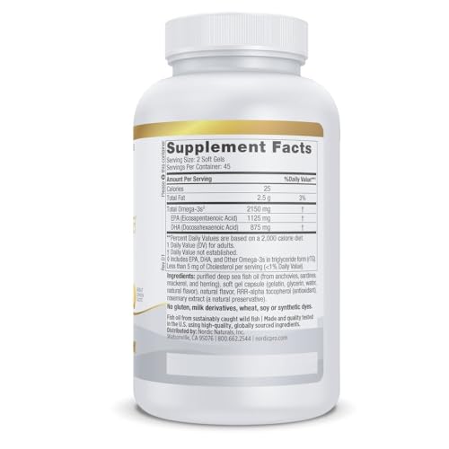 Image of Nordic Naturals ProOmega 2000, Lemon Flavor - 90 Soft Gels - 2150 mg Omega-3 - Ultra High-Potency Fish Oil - EPA & DHA - Promotes Brain, Eye, Heart, & Immune Health - Non-GMO - 45 Servings