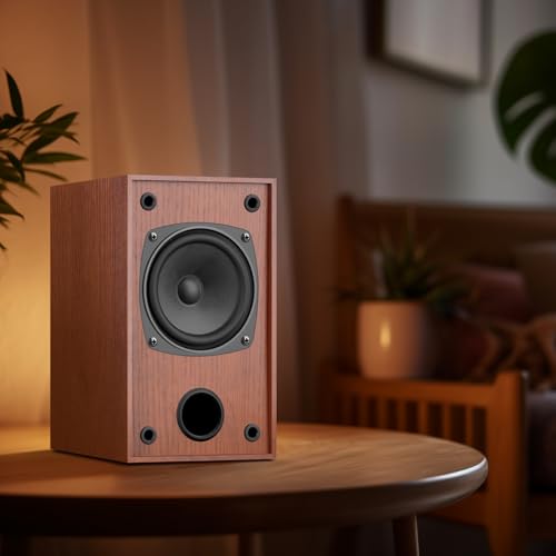 Altavoces pasivos de estantería marrones con woofer de rango completo de 4 pulgadas 5