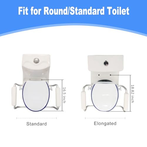 XIAOSHUNER Raised Toilet Seat with Handles for Seniors - Adds 5 Inch - Elevated Toilet Seat Riser with Cushion - Supports 300 lbs - Easy to Install for Standard/Round Toilet - Includes Lid, Blue - Thumbnail 3