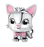 Charm Gatto Cucciolo Micio Fiocco Rosa in argento 925 - Les Folies per Pandora